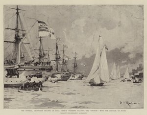 The Imperial Yacht-Club Regatta at Kiel ، السفن الحربية الألمانية تحيي النيزك مع الإمبراطور على متن الطائرة